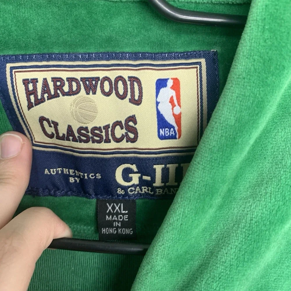 Boston Celtics Jacket Mens 2XL Green White NBA Basketball Velour Full Zip Warmup
